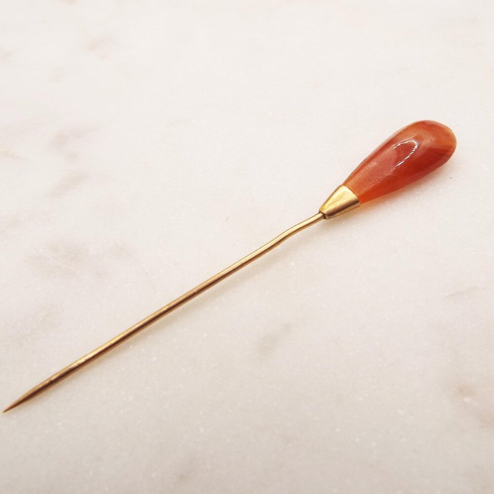 Antique 10k Solid Gold Butterscotch Carnellian St… - image 1